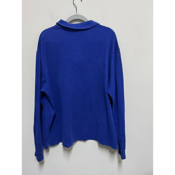 Polo Ralph Lauren Estate Rib 1/4 Zip Mens Blue Sweater Size XL Leather Details - Picture 2 of 5